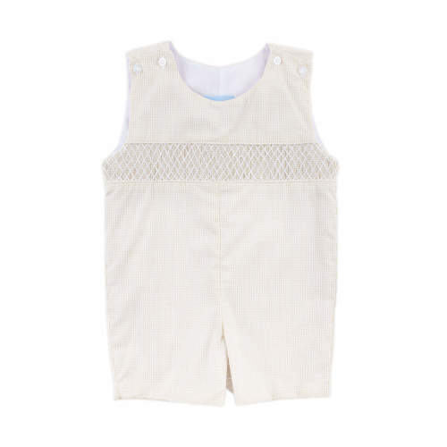 Geo Smocked Tan Gingham Jon Jon