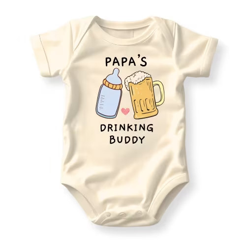 Papa's Drinking Buddy Baby Bodysuit, Newborn Outfit, Baby Clothes, Gift for Children 6-9m Natural