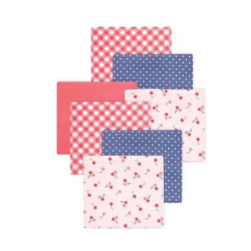 Little Treasure Hudson Baby Girls Cotton Poly Flannel Receiving Blankets Multipack, Pink Cherry Sweet, 30x30 inches