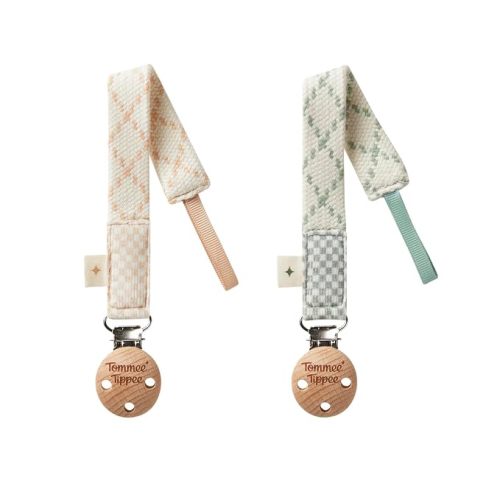 Tommee Tippee Pacifier Clip, Organic Cotton, 0m+, Pack of 2