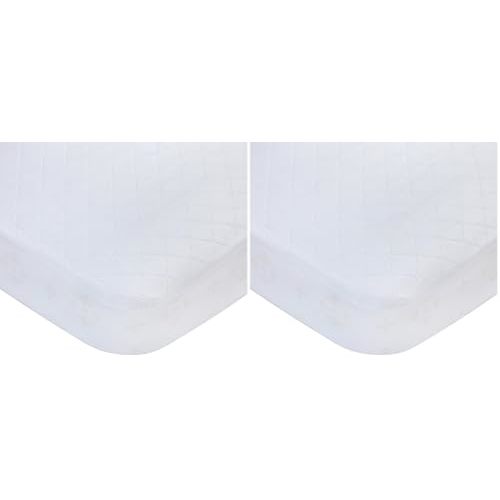 Carters Waterproof Fitted Crib Mattress Pad and Toddler Crib Mattress Protector - Baby Crib Mattress Cover - Protective Sheet for Boys and Girls Bedding Sets White (Pack of 2)
