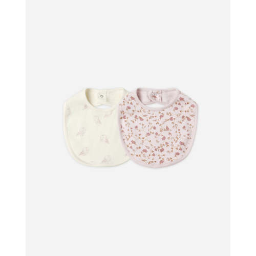 Jersey Snap Bib, 2 Pack - Garden, Snow Owls