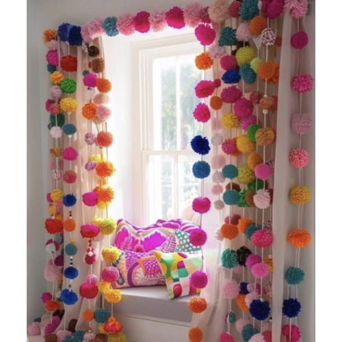 Pompom Garland, Mexican Home Decor, Mexican Party Decor, Classroom decor, Christmas decor
