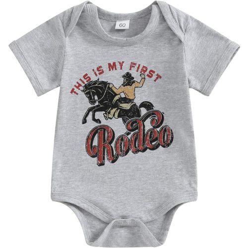 SAYOO Western Baby Girls Boys Bodysuit Clothes Country Cowboy Cowgirl Funny Cute Infant Creeper One-Piece Baby Bodysuit