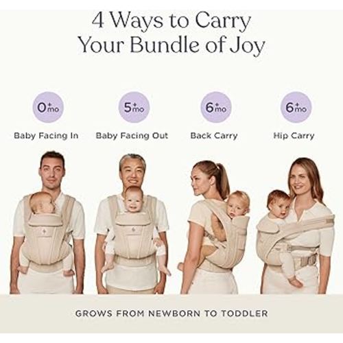 Ergobaby Omni Deluxe Baby Carrier Newborn to Toddler - Breathable Baby Carriers for Summer - All-Position Carrier with Enhanced Lumbar Support & Airflow (7-45 Pounds), Mesh, Natural Beige