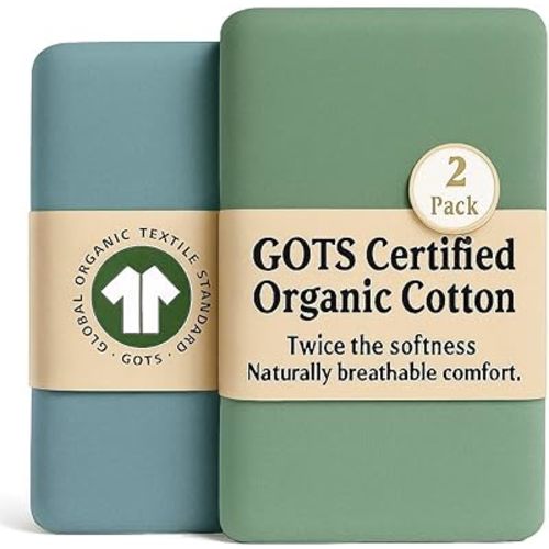 Bassinet Sheets 33x20 – Thickest GOTS Certified 100% Organic Cotton, Made in Turkey, for Baby Delight Beside Me Dreamer, Maxi-COSI Iora, 2-Pack Bedside Sleeper Rectangle Mattresses, Angelbliss Baby