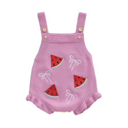 Baby Girl Fall Outfits Newborn Sleeveless Knit Sweater Romper Floral/Bee Onesie Cute Winter One Piece Knitted Outfit