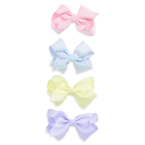 Fabric Lined Clip Baby 4-Pack Bow Hair Clips