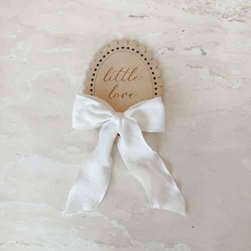 Hello World/Little Love Two-Sided Announcement Bow Plaque (10cm)