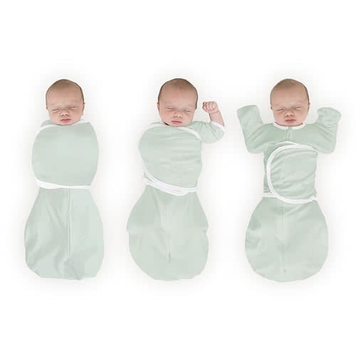 SwaddleDesigns Organic 6-Way Omni Swaddle Sack Arms Up Swaddle for Newborn, More Options to Calm Startle Reflex, Improves Sleep, 12-18 lbs, Soft Jadeite