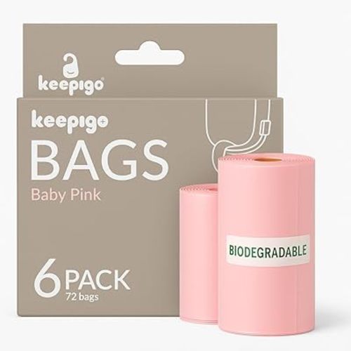Keepigo Compostable Disposable Diaper Bags | 6 Rolls, 72 Leak-Proof, XL Biodegradable Baby Poop Bags | Eco-Friendly Diaper Trash Bags for Home, Travel, Pet Waste | Odor-Free Essentials for Newborns,