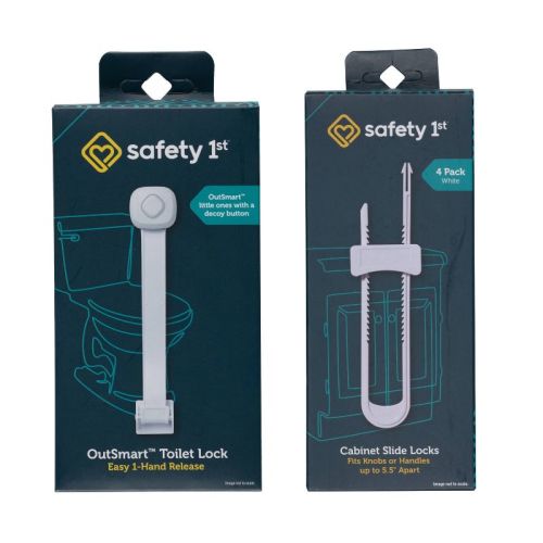 Safety 1st Cabinet Slide Locks 4pk + Outsmart Toilet Lock White