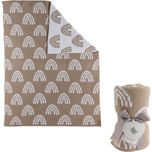 Living Textiles Chenille Knitted Blanket - Taupe Rainbow