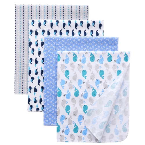 Gina Era Flannel Receiving Blankets, Baby Swaddle Blankets 100% Cotton 4 Pcs One Size 30 X 30 Inch for Baby Boy or Baby Girl (Style5)