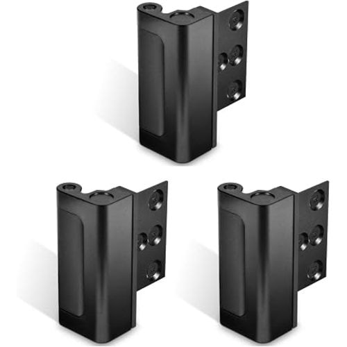 GreaTalent 3Pack Home Security Door Reinforcement Lock Childproof, Add High Security to Home Prevent Unauthorized Entry, Aluminum Construction Finish Black