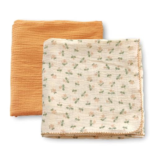 Baby Swaddle Newborn Recieving Blanket 100% Cotton Muslin 2Pack Nursery Wrap Lace Design 40"x40"