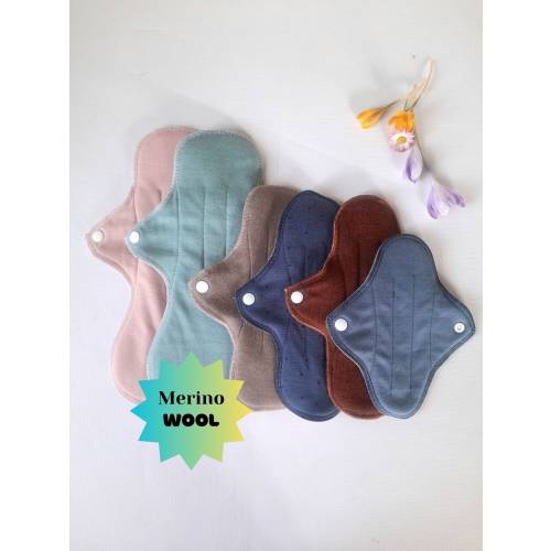No PUL 100% Merino Wool Reusable Period Pads. Menstruating Pad without PUL. Incontinence Pads.