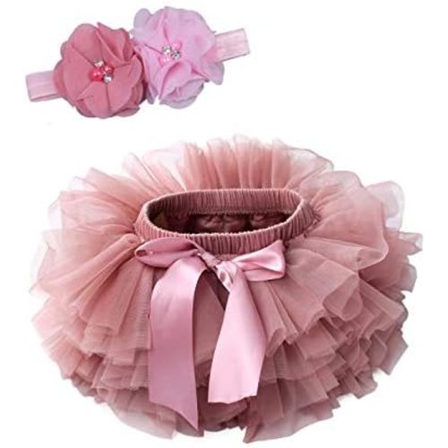 Tutu.kk Toddler Tutu Skirt for Baby Girl with Diaper Cover, Soft Baby Tutu Dress 0-36 Months with Flower Headband