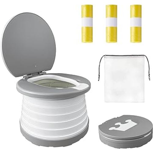 Travel Potty for Toddler, Portable and Foldable Toilet, Apply to Seat Emergency Toilet for Car, Camping, Outdoor, Indoor (grey, standard)
