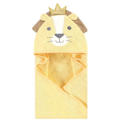 Hudson Baby Infant Boy Cotton Animal Face Hooded Towel, King Lion, One Size