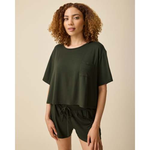 Aria Bamboo Casual Cropped Short Sleeve Top | Thyme - Kindred Bravely