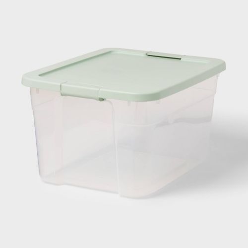 66qt Clear Latching Storage Box Light Green - Brightroom™
