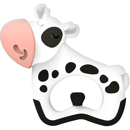 Dr. Brown's Ridgees Cow Baby Teether, Massaging Multi-Texture Teething Toy for Babies, Silicone Free, BPA-Free, 3m+