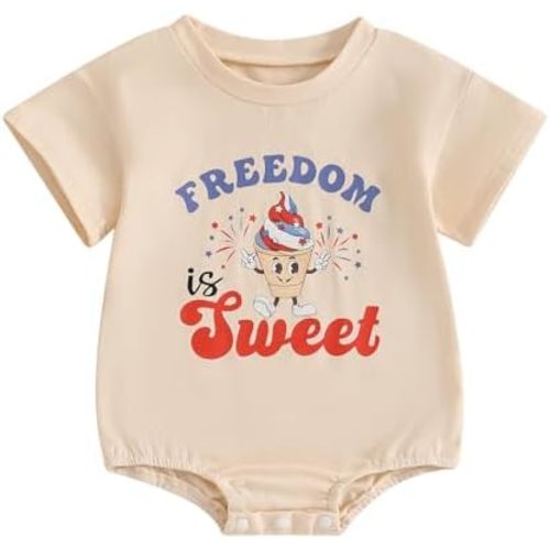 4th of July Baby Boy Girl Outfit Hot Dog Fourth of July Bubble Romper Newborn Toddler Independence Day Clothes