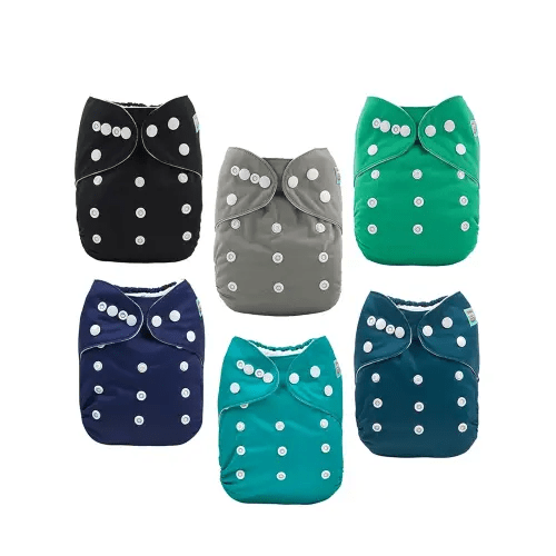 ALVABABY Baby Cloth Diaper 6 Pack with 12 Inserts One Size Cloth Diaper Covers Adjustable Washable Reusable for Baby Girls and Boys