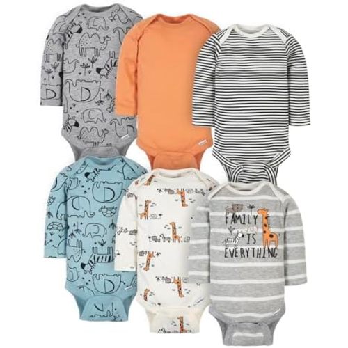 Gerber Baby Boys 6-Pack Long Sleeve Onesies Bodysuit