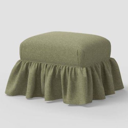 Laura Ruffled Skirt Ottoman in Textured Linen Laurel - Threshold™ designed with Studio McGee
