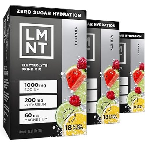 LMNT Zero Sugar Electrolytes - Variety Pack Bundle | Drink Mix | 54-Count