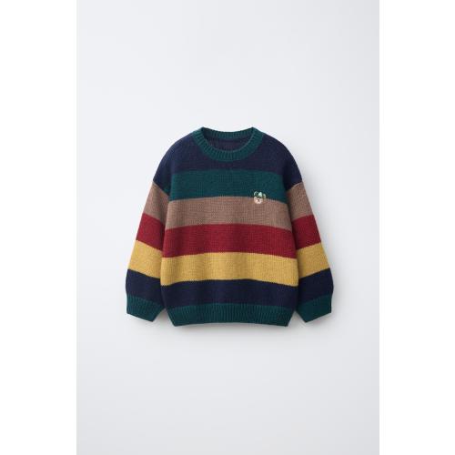 WOOL-BLEND STRIPED EMBROIDERED BEAR JUMPER - Striped | ZARA United States