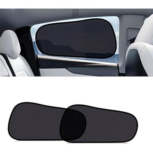 XCBYT Tesla Model Y Car Window Shades for Baby | 2 PCS Cling Rear Side Window Sun Shade for Sun Blocker, Heat Insulation | Semi-Transparent Car Privacy Window Covers for Road Trip