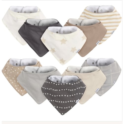 10-Pack Baby Neutral Stars & Moons Jersey Bandana Bibs – Gerber Childrenswear