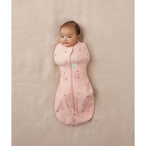 ergoPouch 1.0 TOG Cocoon Swaddle Bag, 0-3 Months, Daisies Print – Organic Cotton, Zip-Up Baby Swaddle, Arms In/Out, All-Season Comfort, Ideal For Room Temperatures (20–24°C)