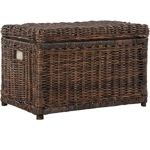 happimess Elijah 31" Wicker Storage Trunk Footlocker Chest, Brown
