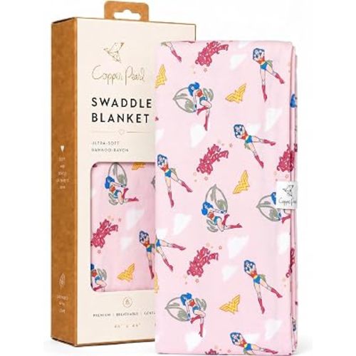 Copper Pearl Swaddle Blankets for Newborns | Soft Stretchy Receiving Blankets for Boys and Girls | Large 46 x 46 Inch Baby Blankets | Lightweight and Breathable Swaddles | Wonder Woman