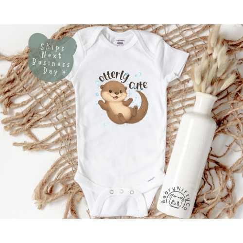 Adorable Otter Baby Onesies® Brand, Otterly Cute Baby Bodysuit, Sea Otter Animal Top for New Baby, Otter Lover Baby Shower Gift For New Moms