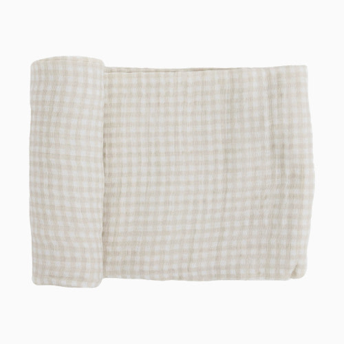 Little Unicorn Cotton Muslin Swaddle Blanket - Tan Gingham