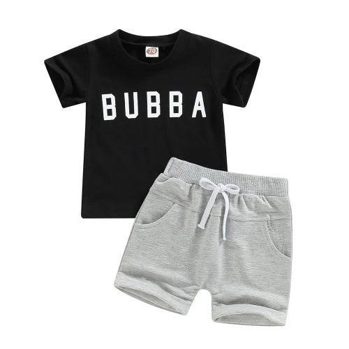 Toddler Baby Boy Summer Outfit Short Sleeve Letter Print T Shirt Top and Casual Shorts Set Cute Infant Newborn Clothes