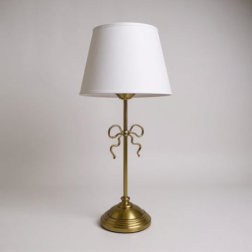 Gold Bow Desk Lamp – Coquette Aesthetic Table Lamp for Bedroom, Vanity & Desk Decor, Soft Warm Light, Adjustable Lamp for Study, Reading & Makeup – Cute Feminine Bow Accent (Gold)