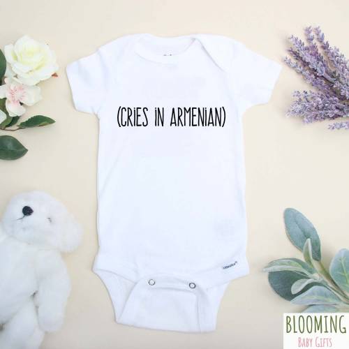 Cries In Armenian Baby Bodysuit, Funny Pregnancy Announcement, Armenian Baby Gift, Coming Home Outfit, Newborn Baby Gift