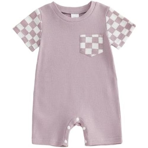 Bagilaanoe Infant Boy Girl Short Sleeve Romper Jumpsuit 3 6 12 18 Months Baby Summer Outfit Waffle Clothes