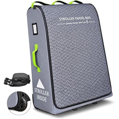 RAYMACE Padded Stroller Travel Bag for Airplane with Wheels(Grey)