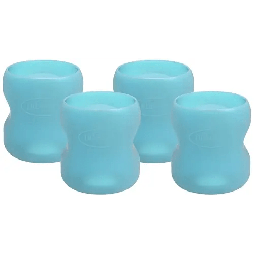 Dr. Brown’s Natural Flow® Options+™ Glass Baby Bottle Sleeves, 100% Silicone, 5 oz, Wide-Neck, Blue (Pack of 4)