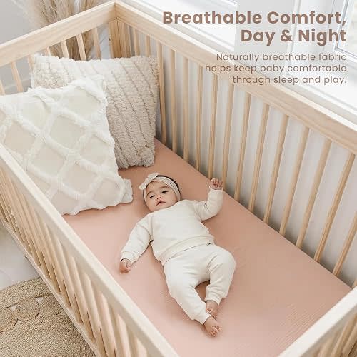 Konssy 2 Pack Muslin Crib Sheets for Standard Crib Mattress, 52" x 28"