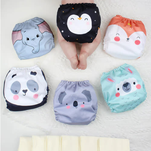 POCKET DIAPER 3.0 WITH INSERTS - 6 PACK(A-Kiss Animals)
