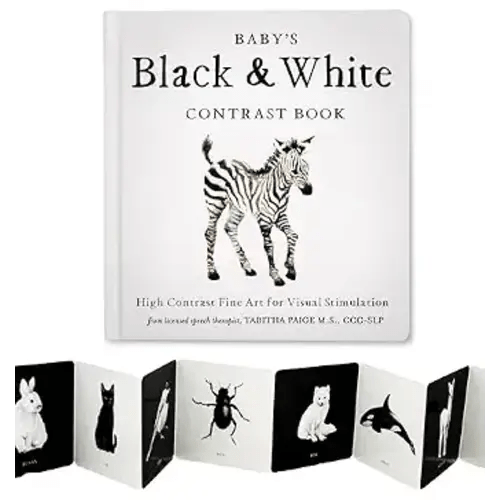 Baby's Black and White Contrast Book: High-Contrast Art for Visual Stimulation at Tummy Time (Tabitha Paige Children's Book Series)