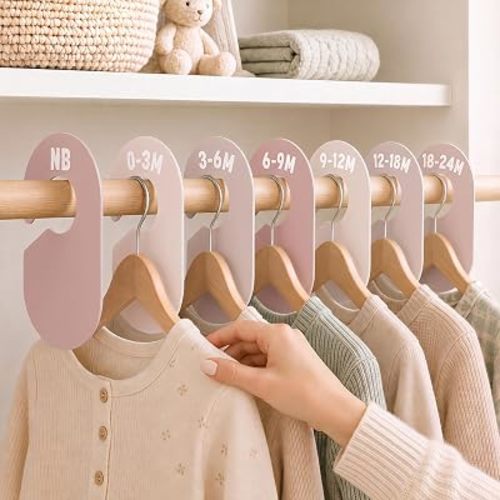 Giftacity 7Pcs Pink Baby Clothes Size Dividers for Nursery Closet Organizer